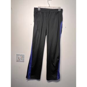 Tek Gear Women’s Track Pants Size Small Black Blue Stripe Drawstring Zip Ankle